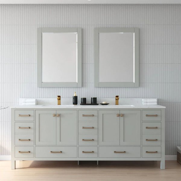 Composite Carrara White Stone Countertop - with mirror Paris grey